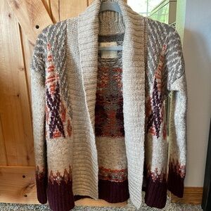 Cozy Cream and Burgundy Open Cardigan